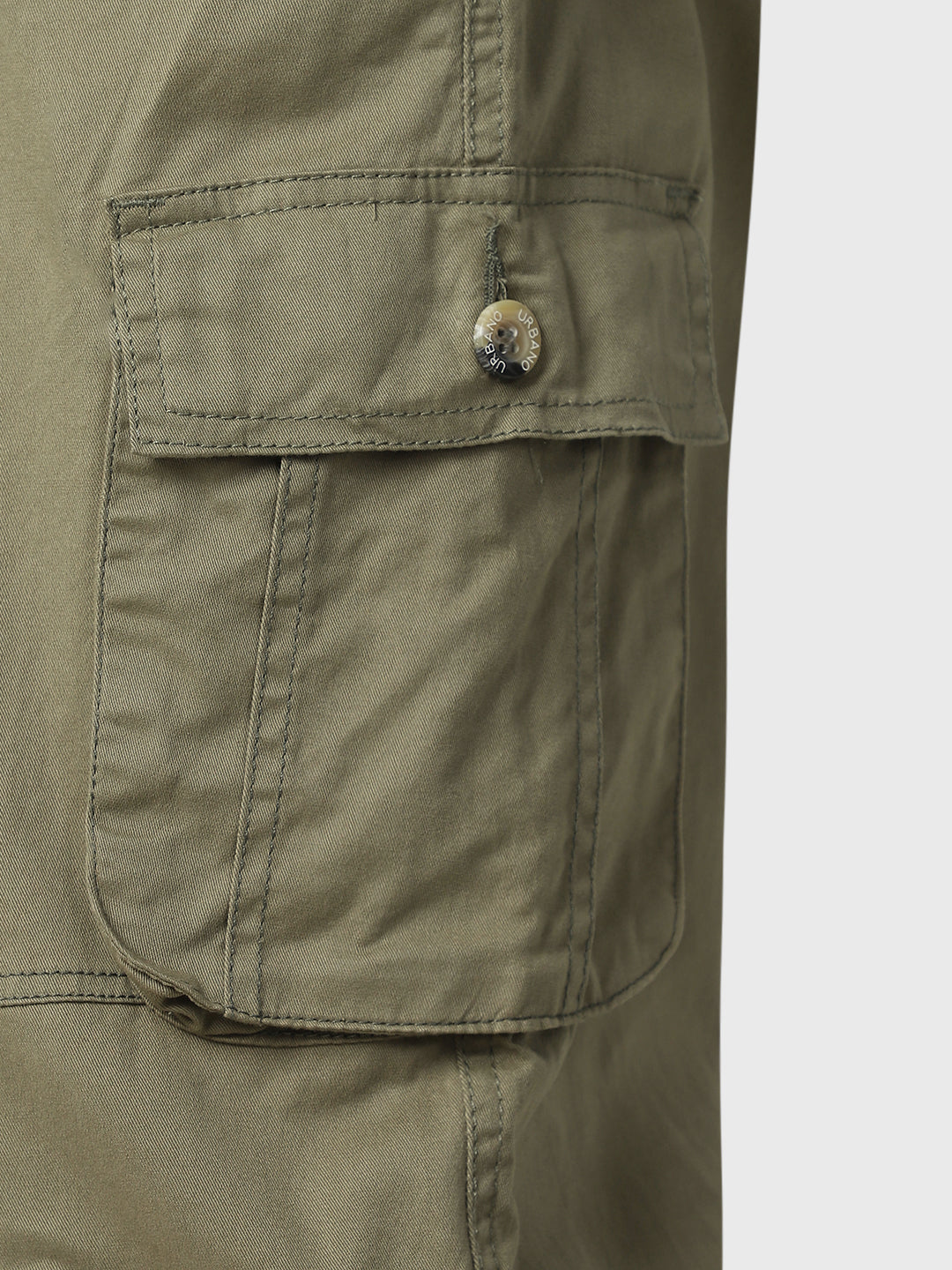 Plus Men's Olive Green Regular Fit Solid Cargo Chino Pant with 6 Pockets