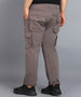 Plus Men's Dark Grey Regular Fit Solid Cargo Chino Pant with 6 Pockets