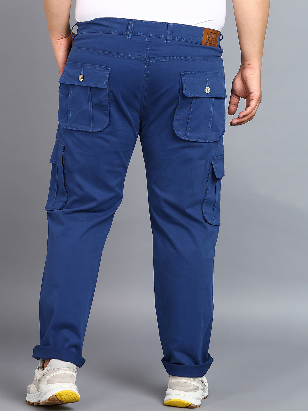 Plus Men's Royal Blue Regular Fit Solid Cargo Chino Pant with 6 Pockets