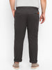 Plus Men's Grey Cotton Light Weight Non-Stretch Regular Fit Casual Trousers
