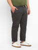 Plus Men's Dark Grey Cotton Light Weight Non-Stretch Regular Fit Casual Trousers