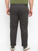Plus Men's Dark Grey Cotton Light Weight Non-Stretch Regular Fit Casual Trousers