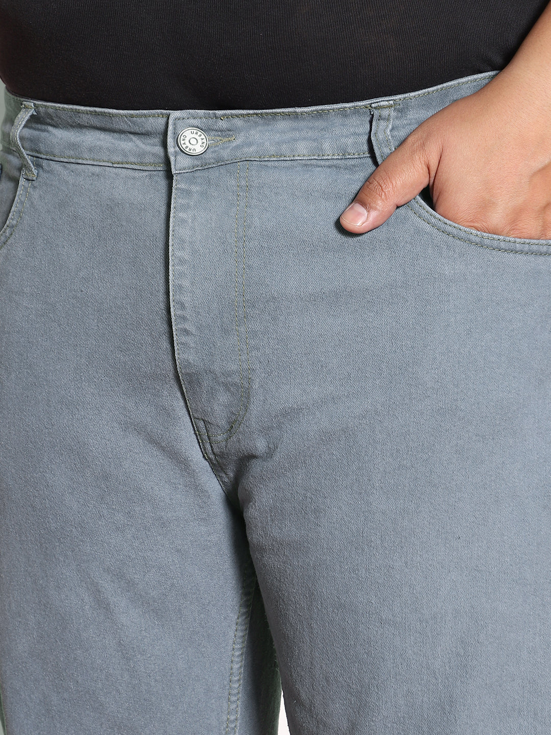 Plus Men's Light Grey Regular Fit Denim Jeans Stretchable