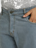 Plus Men's Light Grey Regular Fit Washed Jeans Stretchable