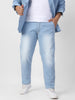 Plus Men's Ice Blue Regular Fit Washed Jeans Stretchable