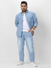Plus Men's Ice Blue Regular Fit Washed Jeans Stretchable