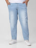 Plus Men's Ice Blue Regular Fit Washed Jeans Stretchable