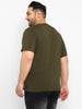Plus Men's Green Graphic Printed Half Sleeve Regular Fit Cotton T-Shirt