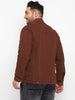 Plus Men's Brown Regular Fit Washed Full Sleeve Denim Jacket
