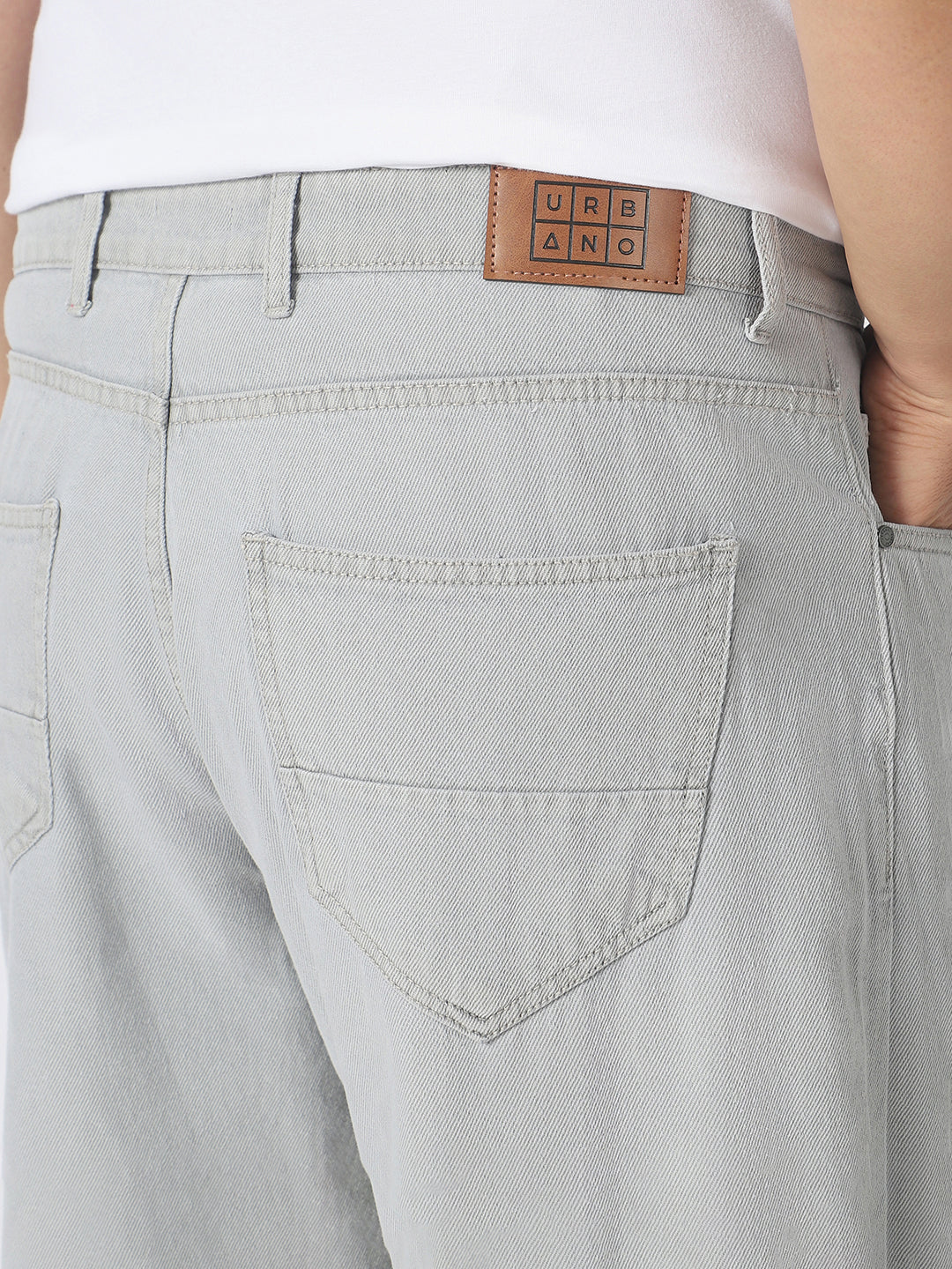 Plus Men's Ice Grey Loose Baggy Fit Washed Jeans Non-Stretchable