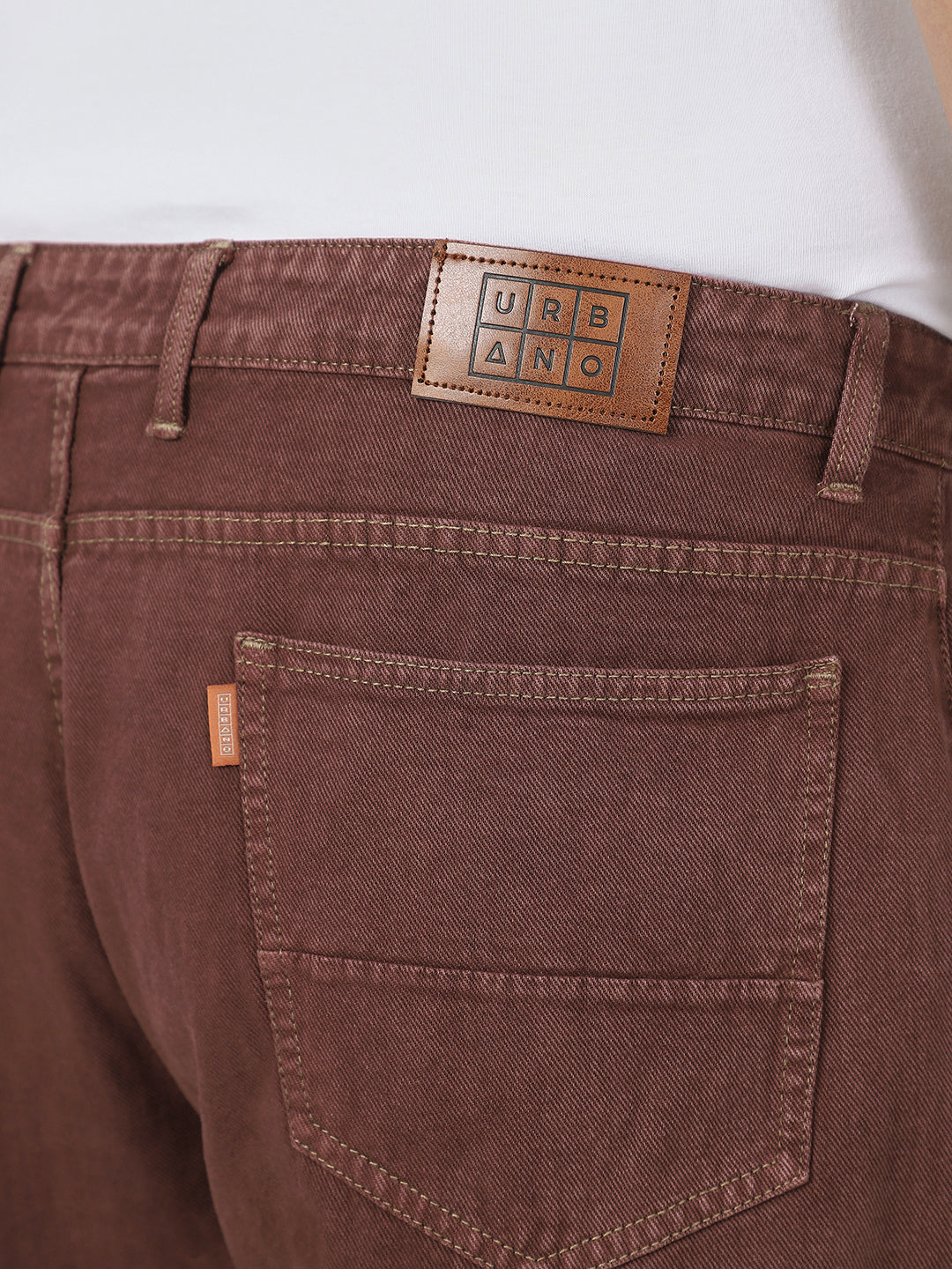 Plus Men's Brown Loose Fit Washed Jeans Non-Stretchable