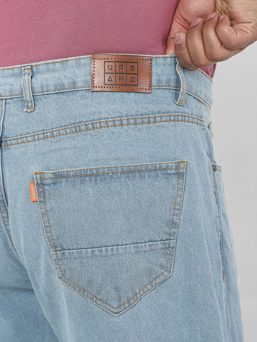 Plus Men's Ice Blue Loose Fit Washed Jeans Non-Stretchable