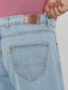 Plus Men's Ice Blue Loose Fit Washed Jeans Non-Stretchable