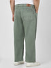 Plus Men's Olive Green Loose Fit Washed Jeans Non-Stretchable
