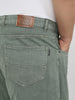 Plus Men's Olive Green Loose Fit Washed Jeans Non-Stretchable
