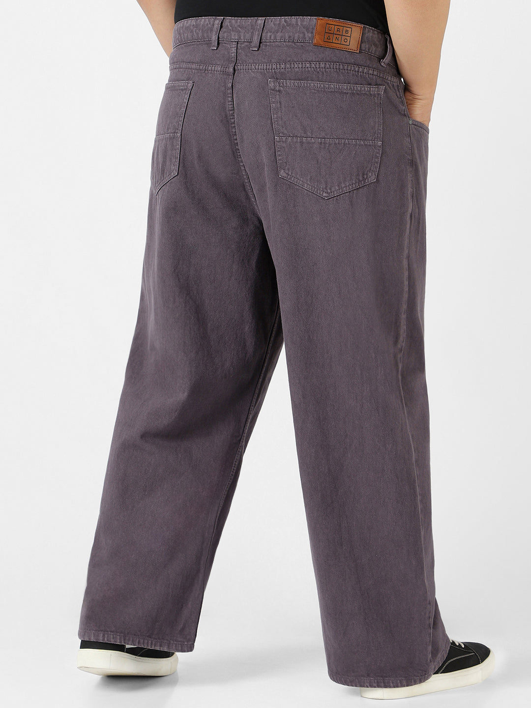 Plus Men's Purple Loose Fit Washed Jeans Non-Stretchable