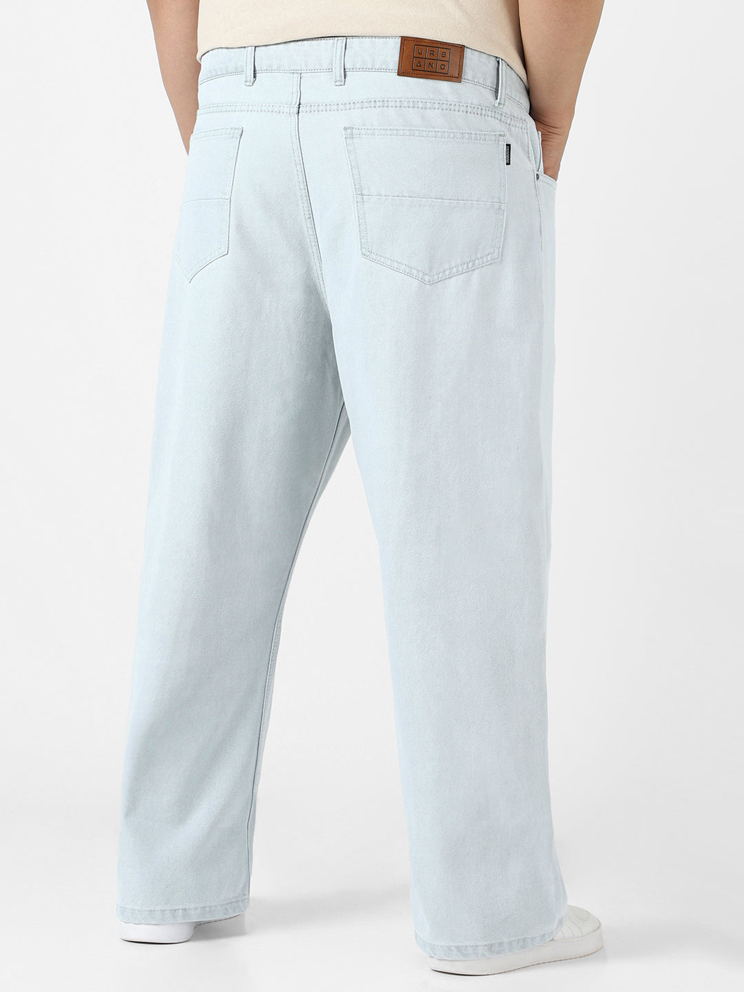 Plus Men's Light Grey Loose Fit Washed Jeans Non-Stretchable