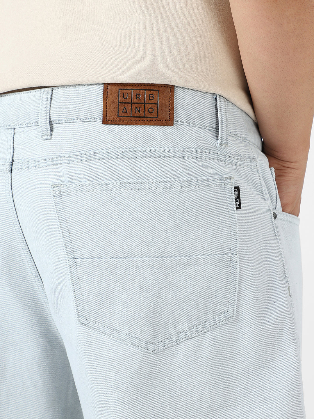 Plus Men's Light Grey Loose Fit Washed Jeans Non-Stretchable