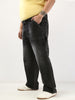 Plus Men's Black Loose Fit Cargo Carpenter Jeans With 6 Pockets Non-Stretchable