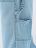 Plus Men's Ice Blue Loose Fit Cargo Carpenter Jeans With 6 Pockets Non-Stretchable