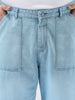 Plus Men's Ice Blue Loose Fit Cargo Carpenter Jeans With 6 Pockets Non-Stretchable
