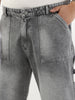 Plus Men's Light Grey Loose Fit Cargo Carpenter Jeans With 6 Pockets Non-Stretchable