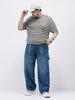 Plus Men's Blue Loose Fit Cargo Carpenter Jeans With 6 Pockets Non-Stretchable