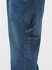 Plus Men's Blue Loose Fit Cargo Carpenter Jeans With 6 Pockets Non-Stretchable