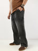 Plus Men's Grey Loose Fit Cargo Carpenter Jeans With 6 Pockets Non-Stretchable
