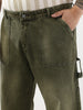 Plus Men's Olive Loose Fit Cargo Carpenter Jeans With 6 Pockets Non-Stretchable