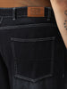Plus Men's Black Loose Baggy Fit Washed Jeans Non-Stretchable