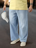 Plus Men's Ice Blue Loose Baggy Fit Washed Jeans Non-Stretchable