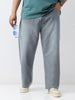 Plus Men's Light Grey Loose Baggy Fit Washed Jeans Non-Stretchable