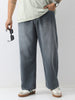 Plus Men's Grey Loose Baggy Fit Washed Jeans Non-Stretchable