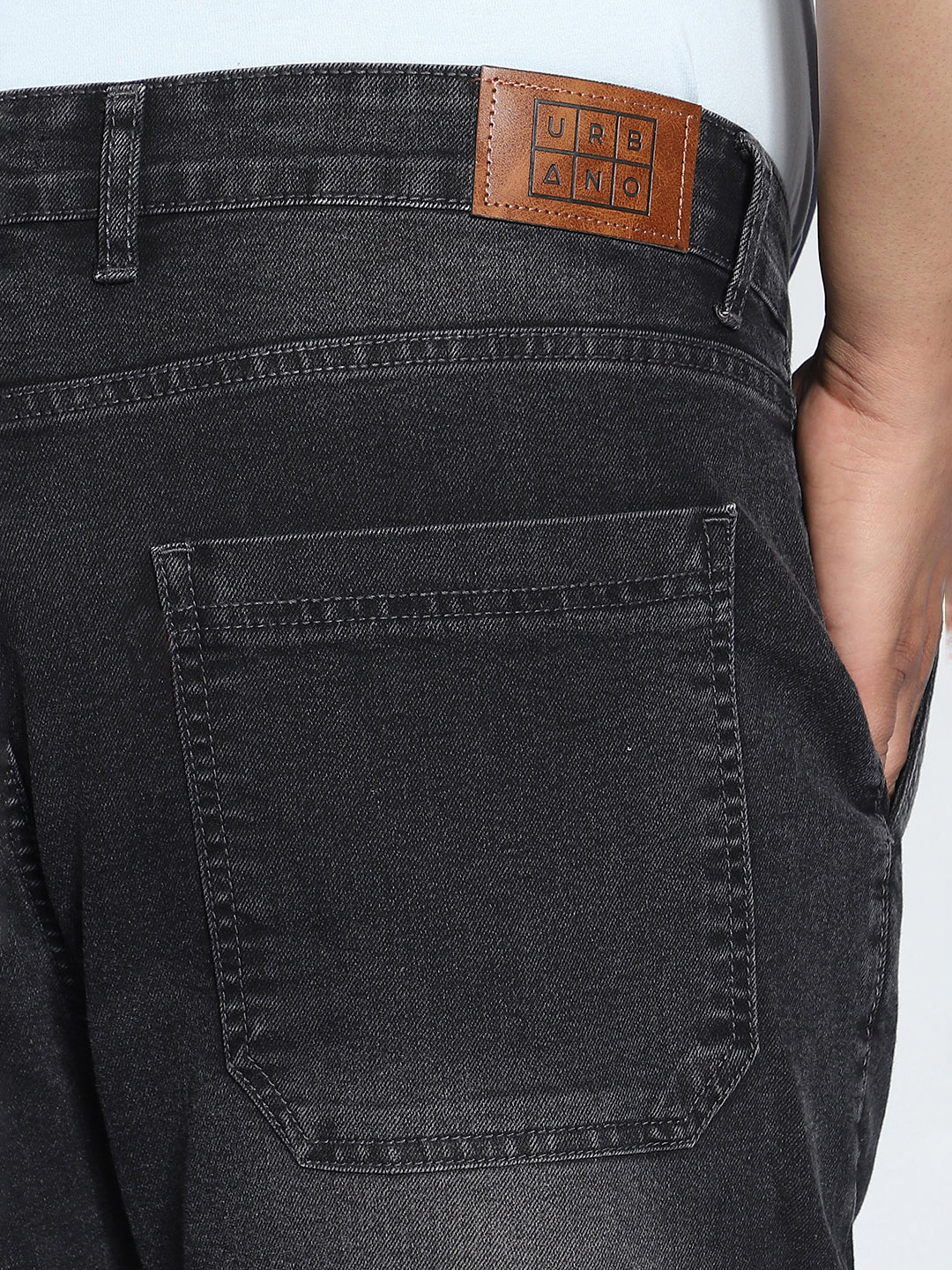 Plus Men's Grey Regular Fit Washed Cargo Jeans With 6 Pockets Stretchable