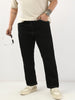 Plus Men's Black Straight Fit Washed Jeans Stretchable