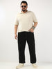 Plus Men's Black Straight Fit Washed Jeans Stretchable