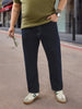 Plus Men's Dark Blue Straight Fit Washed Jeans Stretchable