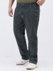 Plus Men's Dark Grey Straight Fit Washed Jeans Stretchable