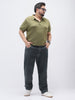 Plus Men's Dark Grey Straight Fit Washed Jeans Stretchable