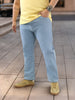 Plus Men's Ice Blue Straight Fit Washed Jeans Stretchable