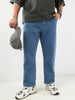 Plus Men's Light Blue Straight Fit Washed Jeans Stretchable
