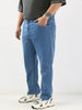Plus Men's Light Blue Straight Fit Washed Jeans Stretchable