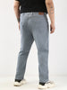 Plus Men's Light Grey Straight Fit Washed Jeans Stretchable