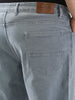 Plus Men's Light Grey Straight Fit Washed Jeans Stretchable