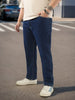 Plus Men's Blue Straight Fit Washed Jeans Stretchable