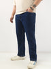 Plus Men's Blue Straight Fit Washed Jeans Stretchable