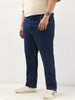Plus Men's Blue Straight Fit Washed Jeans Stretchable