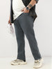 Plus Men's Grey Straight Fit Washed Jeans Stretchable