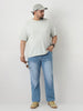 Plus Men's Light Blue Straight Fit Washed Jeans Stretchable